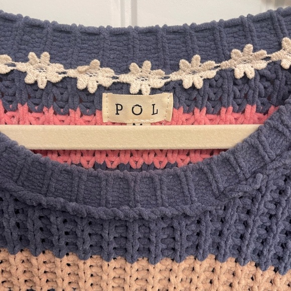 POL Blue, Pink & Tan Striped Chunky Knit Sweater – Size M - Picture 5 of 8